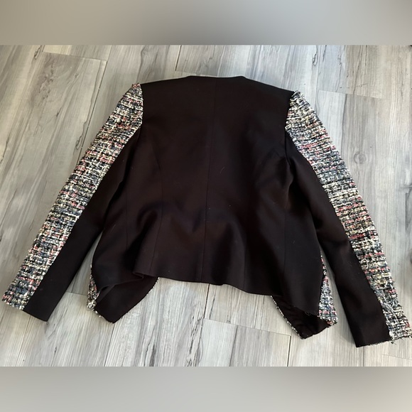 BOSTON PROPER Beaded Boucle Jacket Blazer Black Metallic Sequins Jewels Size 2 - Picture 4 of 9